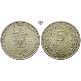 Weimarer Republik, 5 Reichsmark 1925, Rheinlande, A, vz, J. 322