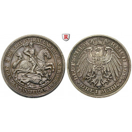 Deutsches Kaiserreich, Preussen, Wilhelm II., 3 Mark 1915, Mansfeld, A, f.vz, J. 115