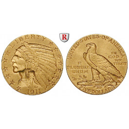USA, 5 Dollars 1911, 7,52 g fein, ss-vz