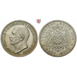 Deutsches Kaiserreich, Mecklenburg-Strelitz, Adolf Friedrich V., 3 Mark 1913, A, vz/vz+, J. 92