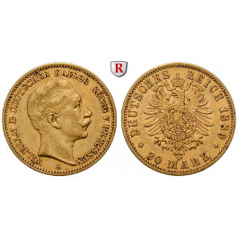 Deutsches Kaiserreich, Preussen, Wilhelm II., 20 Mark 1889, A, ss, J. 250