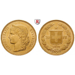 Schweiz, Eidgenossenschaft, 20 Franken 1890, 5,81 g fein, f.vz