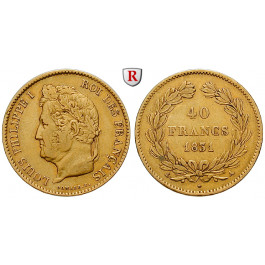 Frankreich, Louis Philippe, 40 Francs 1831, 11,61 g fein, ss