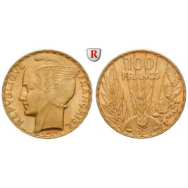 Frankreich, III. Republik, 100 Francs 1935, 6,0 g fein, vz/vz-st