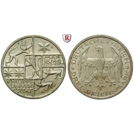 Weimarer Republik, 3 Reichsmark 1927, Uni Marburg, A, vz-st, J. 330