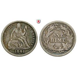 USA, Dime 1891, ss