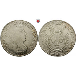 Frankreich, Louis XIV., Ecu aux palmes 1694, ss