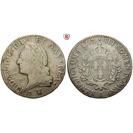 Frankreich, Louis XV., Ecu à la vieille téte 1772, ss