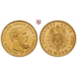 Deutsches Kaiserreich, Preussen, Friedrich III., 10 Mark 1888, A, vz, J. 247