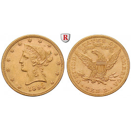 USA, 10 Dollars 1894, 15,05 g fein, ss-vz/vz