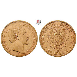 Deutsches Kaiserreich, Bayern, Ludwig II., 10 Mark 1875, D, ss/ss-vz, J. 196