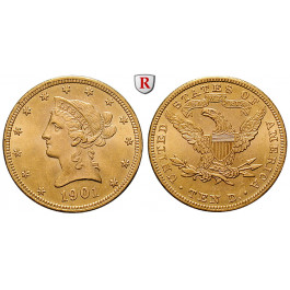 USA, 10 Dollars 1901, 15,1 g fein, f.vz/vz+