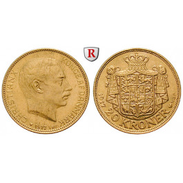 Dänemark, Christian X., 20 Kroner 1917, 8,06 g fein, ss-vz/vz+