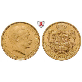 Dänemark, Christian X., 20 Kroner 1915, 8,06 g fein, ss-vz/vz+
