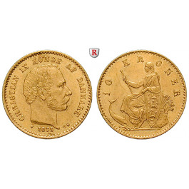Dänemark, Christian IX., 10 Kroner 1873, 4,0 g fein, f.vz