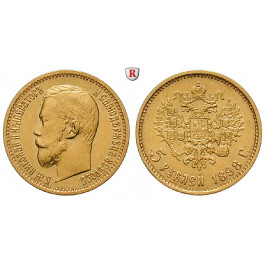 Russland, Nikolaus II., 5 Rubel 1898, 3,87 g fein, f.vz
