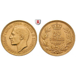 Jugoslawien, Alexander I., 20 Dinara 1925, 5,81 g fein, ss-vz