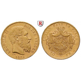 Belgien, Königreich, Leopold II., 20 Francs 1875, 5,81 g fein, vz