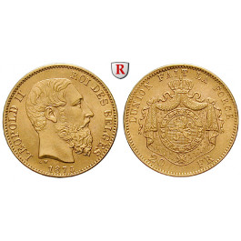 Belgien, Königreich, Leopold II., 20 Francs 1875, 5,81 g fein, st