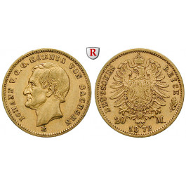 Deutsches Kaiserreich, Sachsen, Johann, 20 Mark 1872, E, ss-vz, J. 258