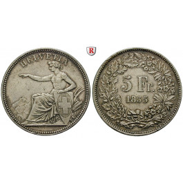 Schweiz, Eidgenossenschaft, 5 Franken 1855, ss+