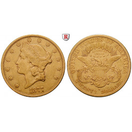 USA, 20 Dollars 1877, 30,09 g fein, ss+