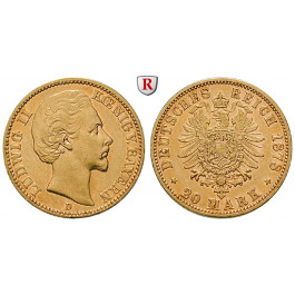 Deutsches Kaiserreich, Bayern, Ludwig II., 20 Mark 1878, D, ss-vz, J. 197