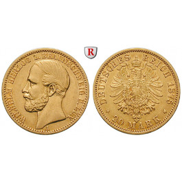 Deutsches Kaiserreich, Braunschweig, Wilhelm, 20 Mark 1875, A, ss-vz, J. 203