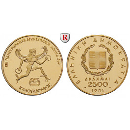 Griechenland, Republik, 2500 Drachmai 1981, 5,81 g fein, PP