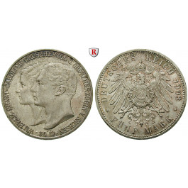 Deutsches Kaiserreich, Sachsen-Weimar-Eisenach, Wilhelm Ernst, 5 Mark 1903, Hochzeit mit Caroline, A, vz/vz-st, J. 159