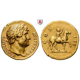 Römische Kaiserzeit, Hadrianus, Aureus 125-127, ss-vz