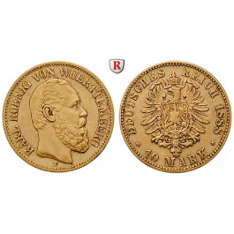 Deutsches Kaiserreich, Württemberg, Karl, 10 Mark 1888, F, ss, J. 292
