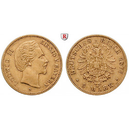 Deutsches Kaiserreich, Bayern, Ludwig II., 5 Mark 1877, D, ss, J. 195