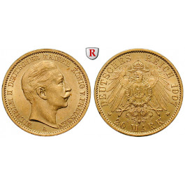 Deutsches Kaiserreich, Preussen, Wilhelm II., 20 Mark 1907, A, vz+, J. 252