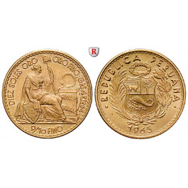 Peru, Republik, 10 Soles 1965, 4,14 g fein, vz+