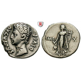 Römische Kaiserzeit, Augustus, Denar 15-13 v.Chr., ss-vz