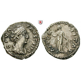 Römische Kaiserzeit, Faustina I., Frau des Antoninus Pius, Denar nach 141 n.Chr., ss+