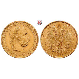 Österreich, Kaiserreich, Franz Joseph I., 10 Kronen 1897, 3,05 g fein, f.vz/vz-st