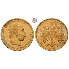 Österreich, Kaiserreich, Franz Joseph I., 20 Kronen 1897, 6,09 g fein, ss-vz/vz-st
