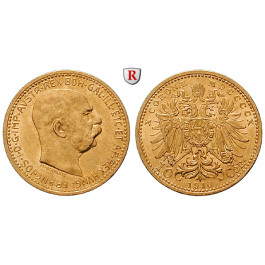 Österreich, Kaiserreich, Franz Joseph I., 10 Kronen 1910, 3,05 g fein, ss-vz/vz