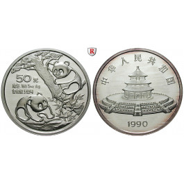 China, Volksrepublik, 50 Yuan 1990, 155,52 g fein, PP