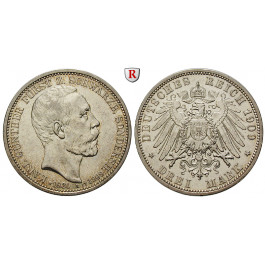 Deutsches Kaiserreich, Schwarzburg-Sondershausen, Karl Günther, 3 Mark 1909, Auf den Tod, A, ss+, J. 170