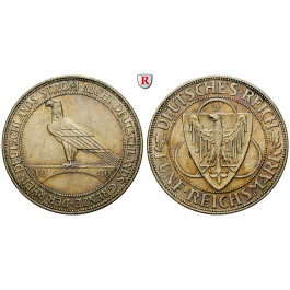 Weimarer Republik, 5 Reichsmark 1930, Rheinlandräumung, D, ss-vz, J. 346