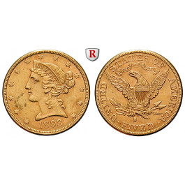 USA, 5 Dollars 1888, 7,52 g fein, ss-vz/vz