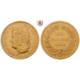 Frankreich, Louis Philippe, 40 Francs 1834, 11,5 g fein, ss