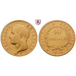 Frankreich, Napoleon I. (Kaiser), 40 Francs 1806, 12,0 g fein, ss+