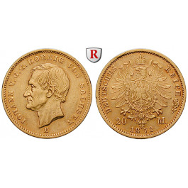 Deutsches Kaiserreich, Sachsen, Johann, 20 Mark 1872, E, ss-vz, J. 258