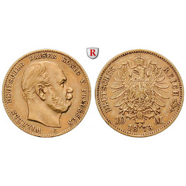 Deutsches Kaiserreich, Preussen, Wilhelm I., 10 Mark 1873, C, ss+, J. 242