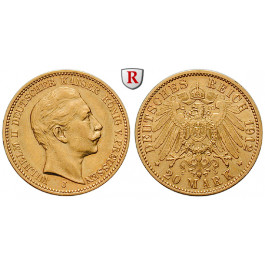 Deutsches Kaiserreich, Preussen, Wilhelm II., 20 Mark 1912, J, ss+/vz, J. 252