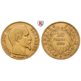 Frankreich, Napoleon III., 20 Francs 1856, 5,81 g fein, ss